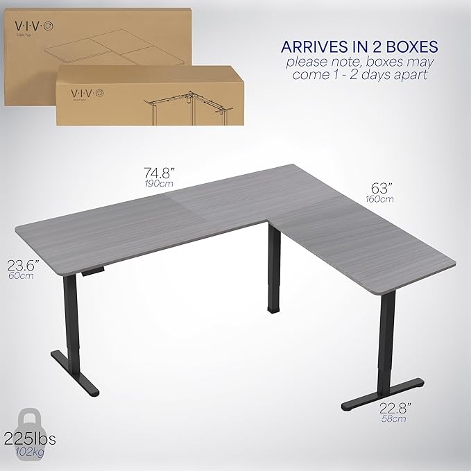VIVO Electric Corner 75 x 63 inch L-Shaped Standing Desk, Memory Height - Image 6