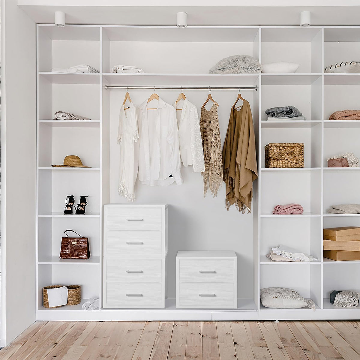 BOLUO Stackable Storage Drawers Closet Organizers and Storage Fabric White 2 ...
