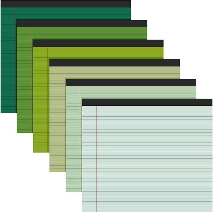 Lincia 6 Pcs 11" x 9.5" Legal Pads College Ruled Notepad Landscape Notebook by Lincia