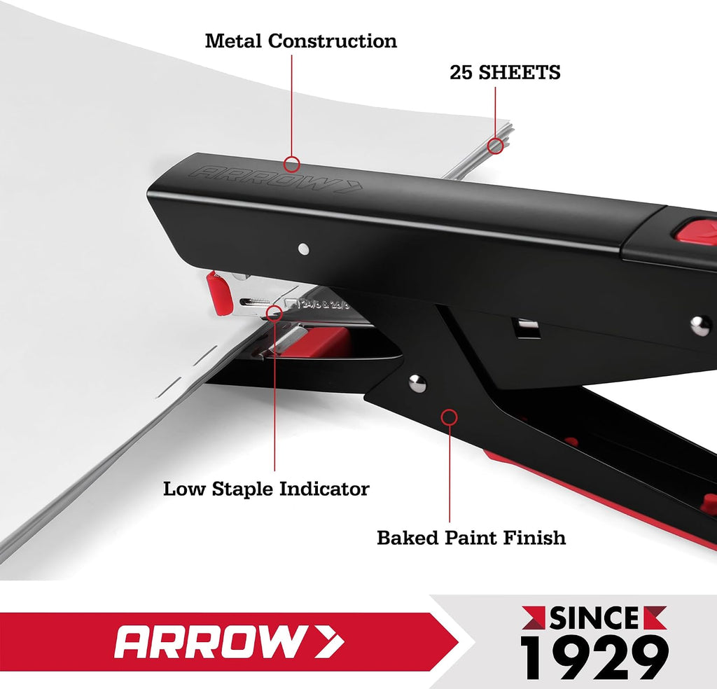 Arrow Plier Stapler Set, Metal Hand Stapler with 2520 Staples | Full Strip, 25 Sheet Capacity, Dual-Mode Anvil, One-Touch Staple Loading, Ergonomic Grip, For Office, School, Packaging