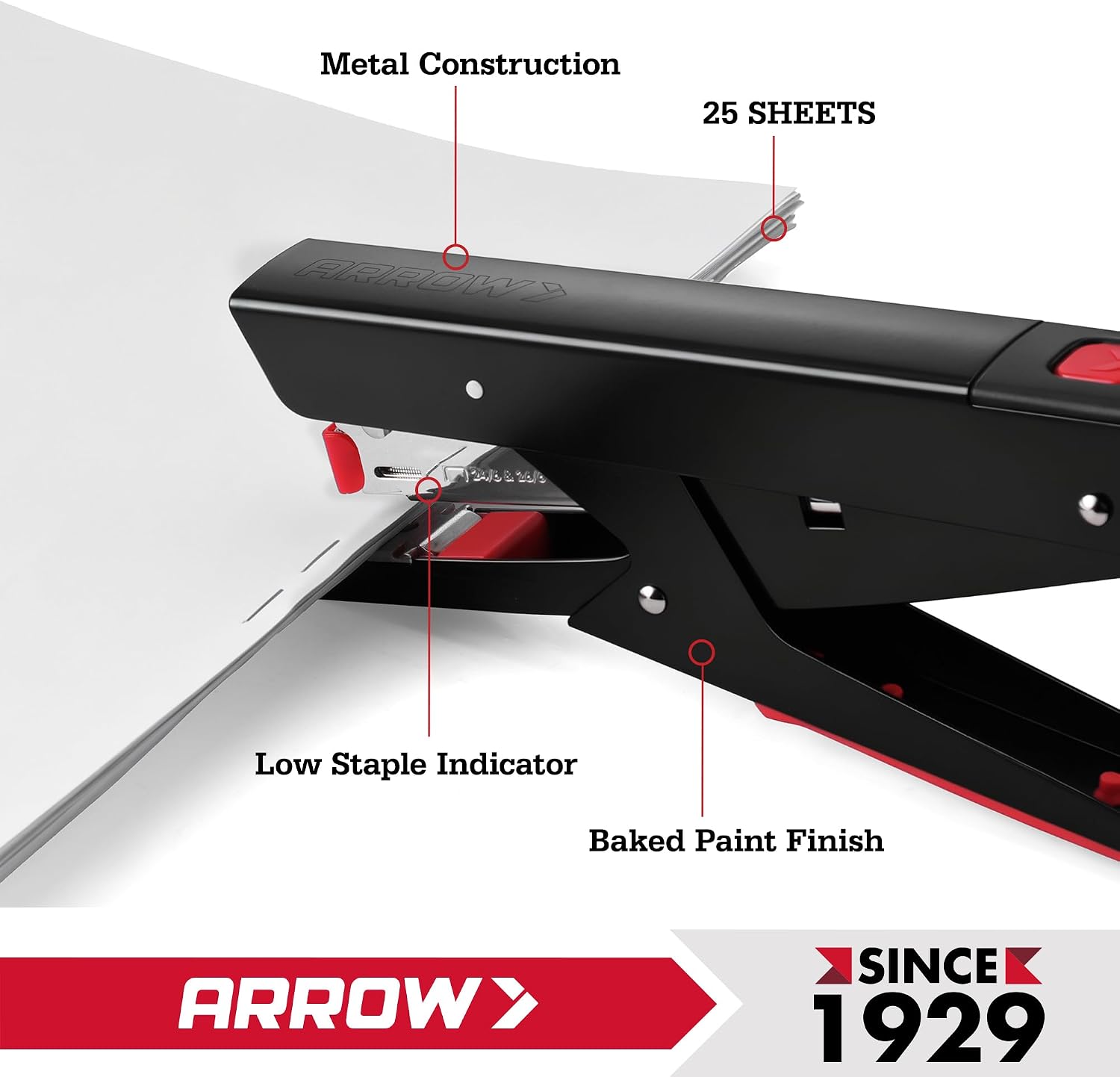 Arrow Plier Stapler Set, Metal Hand Stapler with 2520 Staples | Full Strip, 25 Sheet Capacity, Dual-Mode Anvil, One-Touch Staple Loading, Ergonomic Grip, For Office, School, Packaging