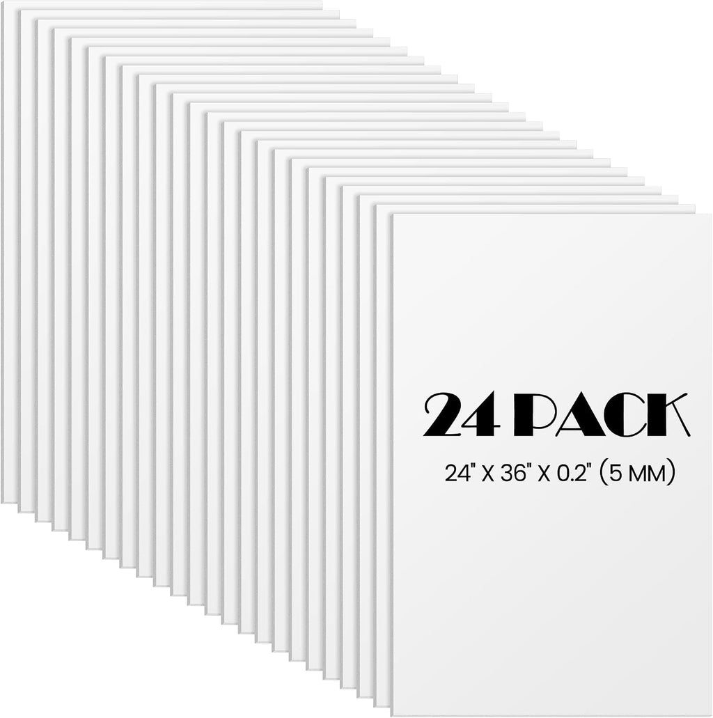 Elcoho 24 Pack White Foam Board, 24 x 36 Inch Acid-Free Foam Core Board
