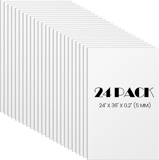 Elcoho 24 Pack White Foam Board, 24 x 36 Inch Acid-Free Foam Core Board by Elcoho