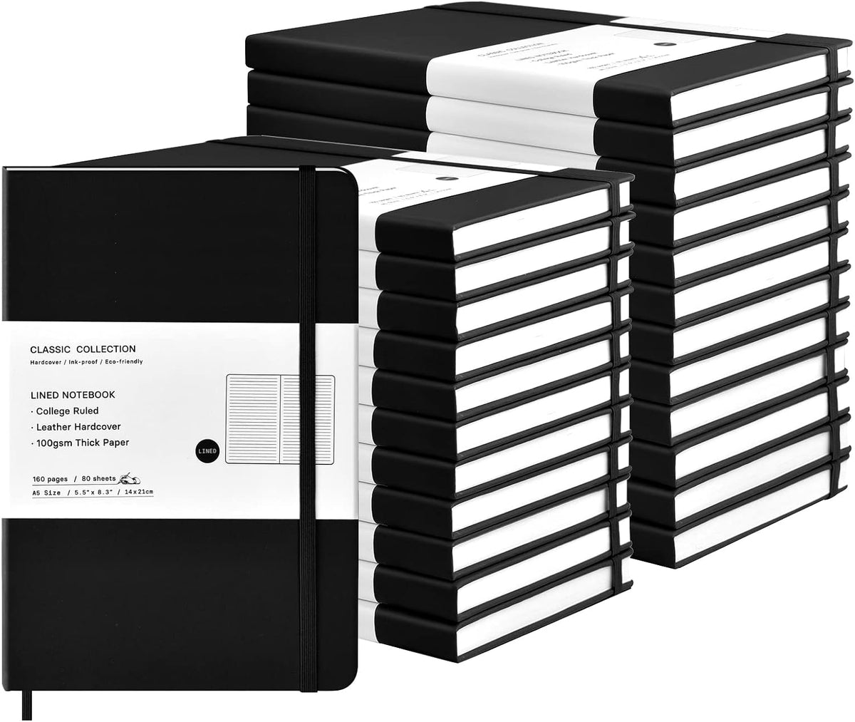 coopay 24 pack a5 journal notebooks bulk, 160, main product view