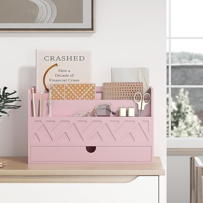 Wisuce Bamboo Mail Organizer Countertop Desktop - Image 2