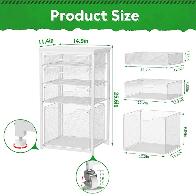 Sbanmao 4 Drawer Rolling File Cart - Image 5