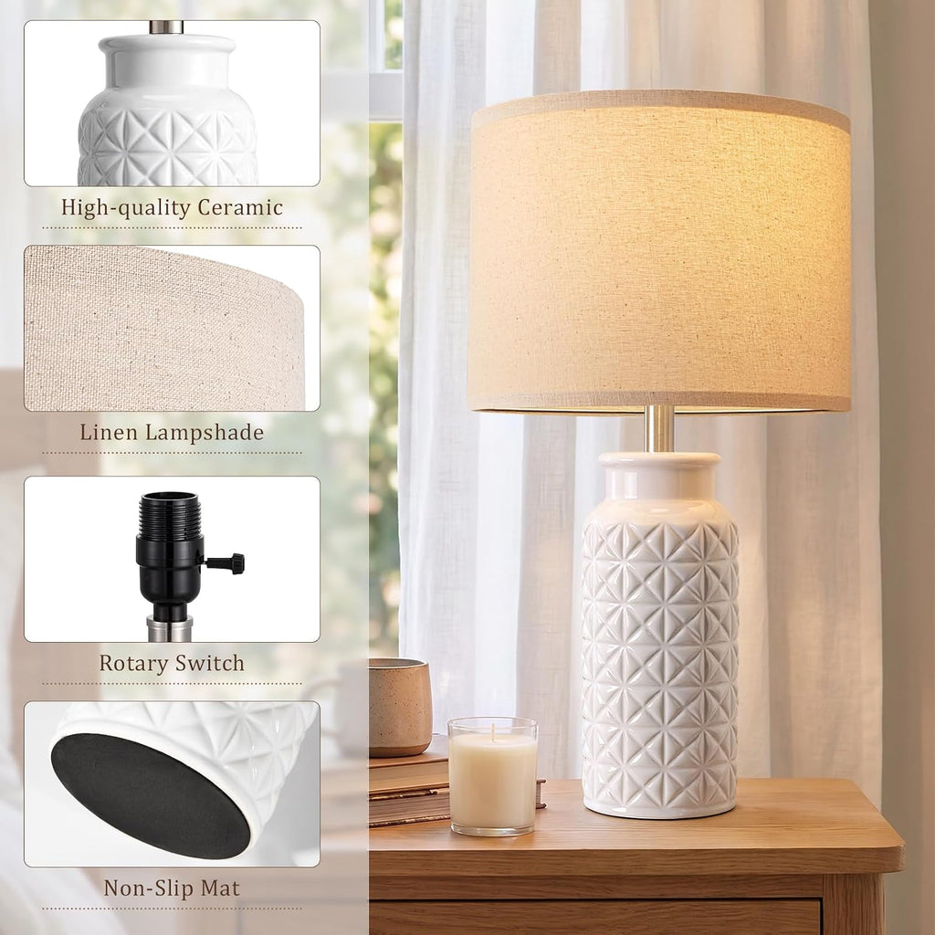 innqoo 22.6" modern ceramic bedside lamps set of, side view