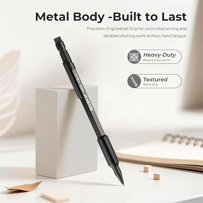 Nicpro 1.3mm Mechanical Pencil Set in Leather Bag - Image 2