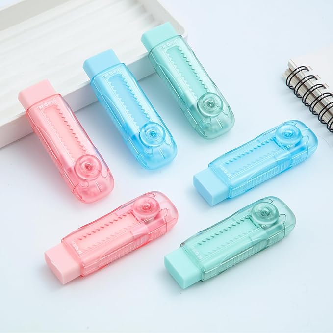 M&G 6 Pack Sliding Retractable Rubber Erasers, Push-Pull Large Pencil Erasers - Image 6