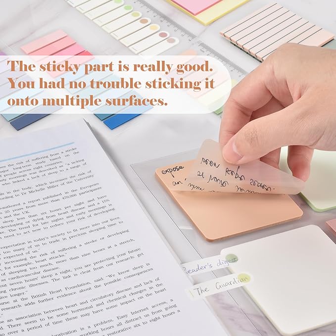 BAYTORY 1300 Sheets Pastel Transparent Sticky Notes, Self-Adhesive Translucent - Image 5