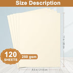 Silunkia 120 Sheets Cream Cardstock 8.5 x 11 Off White Paper, 250gsm/92lb Ivory - Image 2