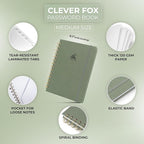 Clever Fox Password Book Spiral – Internet Address & Password Organizer - Image 2