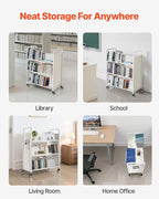 VEVOR Rolling Library Book Cart, 330 lbs Capacity, 38.2 x 20.3 x 48.2-Inch - Image 8