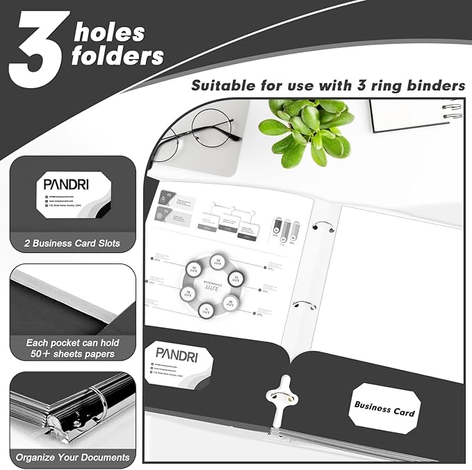 Two Pocket Portfolio Folders, PANDRI 60 Pack 3 Hole Punched 2 Pocket Folders - Image 4