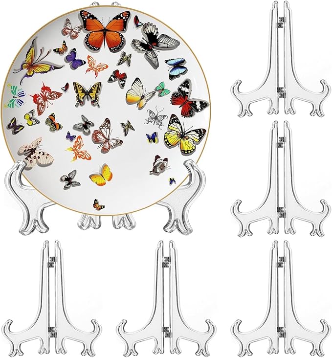 LonlyEagle 6 Pack 10 Inch Clear Plastic Easels or Stand/Plate Holders to by LonlyEagle