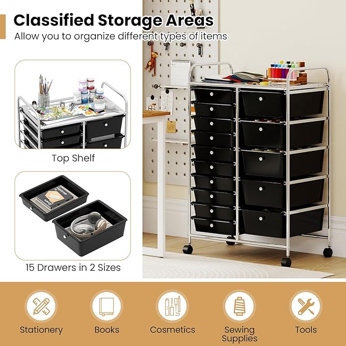Giantex 15 Drawer Rolling Cart - Image 5