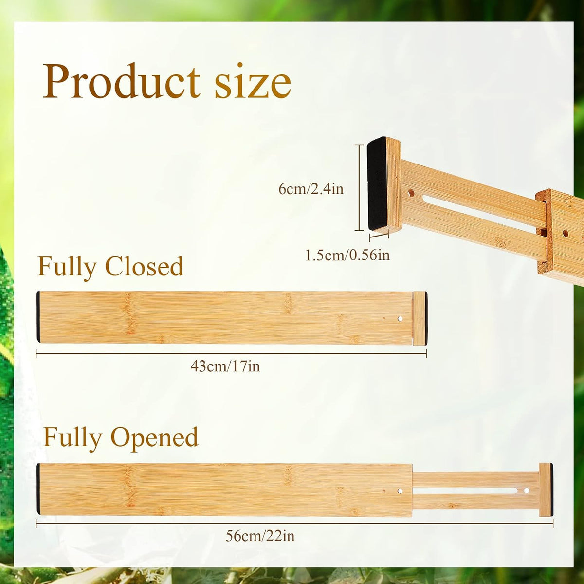 Sawysine 12 Pcs Bamboo Drawer Dividers Adjustable Drawer Organizers Spring Se...