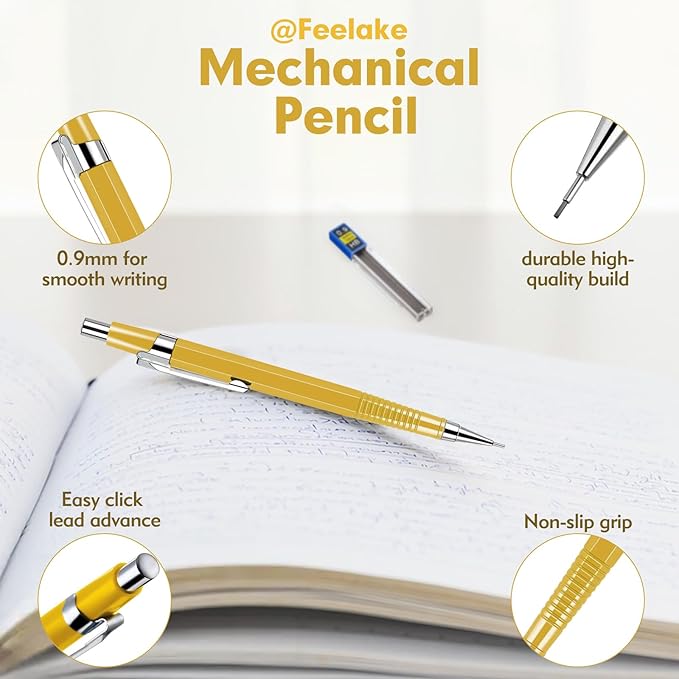 feelake 8 PCS Metal Mechanical Pencil, Durable 0.9mm Drafting Pencil, Comes - Image 4