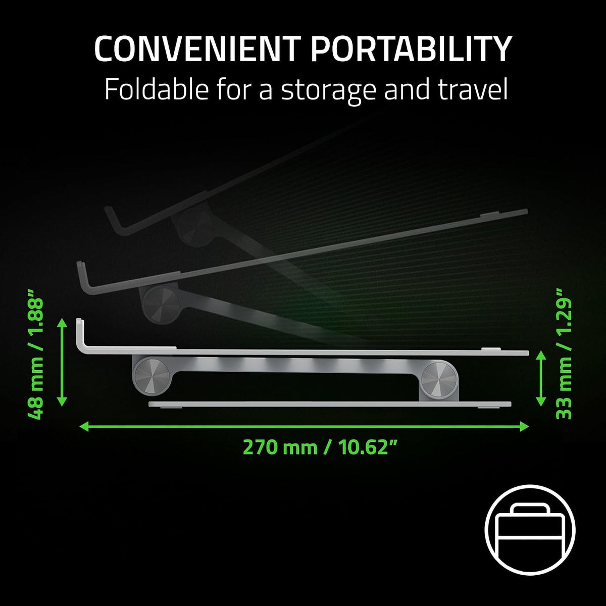 Razer Adjustable Laptop Stand, Supports Phones/Tablets up to 18", Mercury