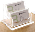 YUXUN Clear Acrylic 2-Tier Business Card Holder – 2-Slot Desk Organizer by Unknown