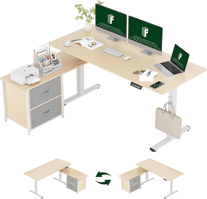 FLEXISPOT 63'' L Shaped Reversible Standing Desk by FlexiSpot