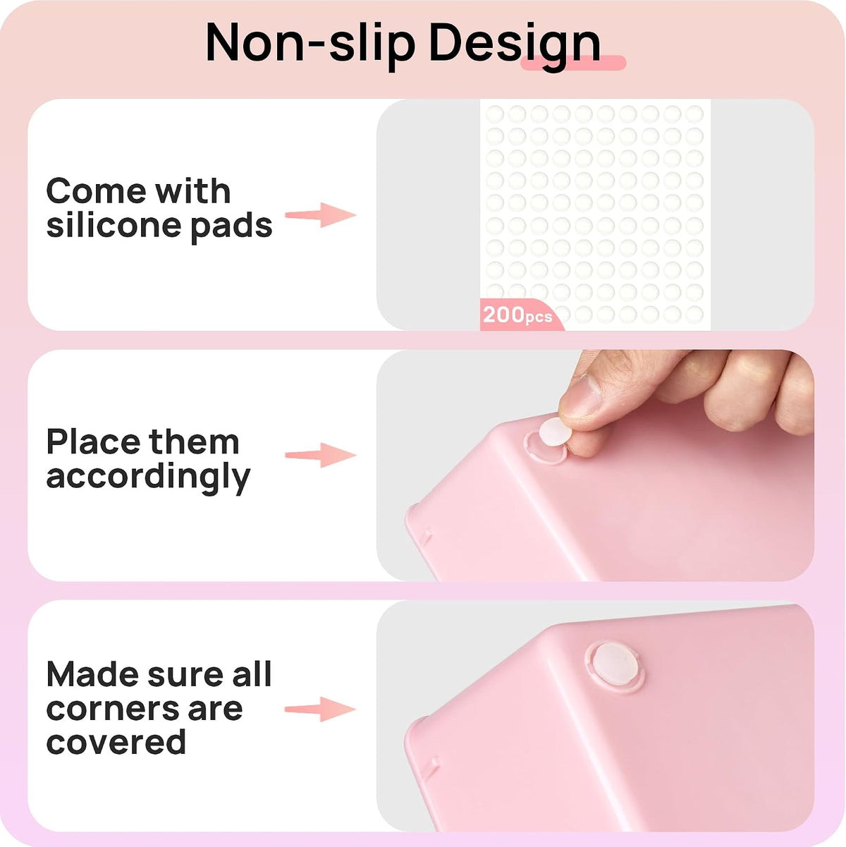 Vtopmart 44 PCS Plastic Drawer Organizers Set, Vanity Organizer Trays, Pink