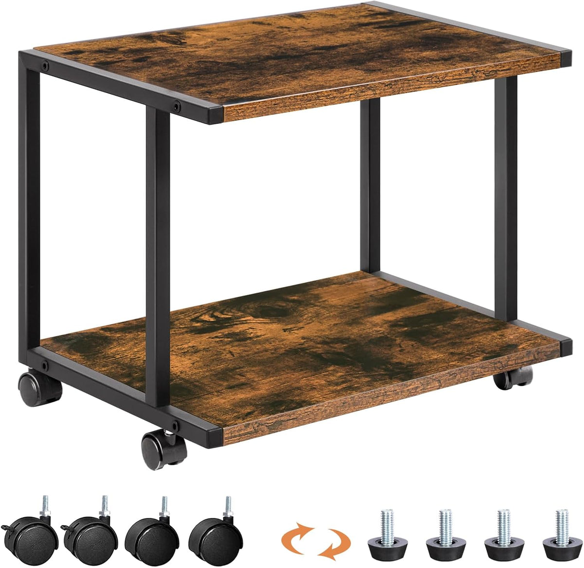 HOOBRO Under Desk Printer Stand, 2-Tier Industrial Printer Cart with Storage ...