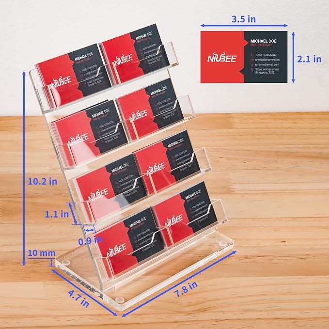 NIUBEE Acrylic Business Card Holder 8 Slots - Image 8