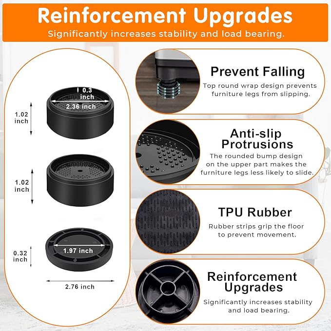 Furniture Risers Bed Risers Heavy Duty 1 inch, 2 inch, 3 inch, 4 inch Round - Image 5