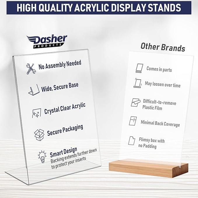 Acrylic Sign Holder 8.5 x 11, Slant Back Display Stand, A-Frame Flyer Display - Image 3