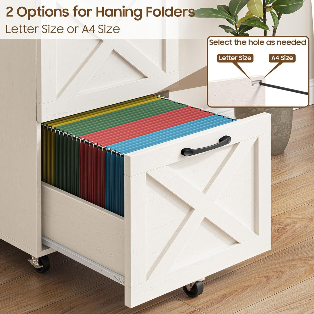 halitaa 3 drawers tall farmhouse file cabinet with, side view
