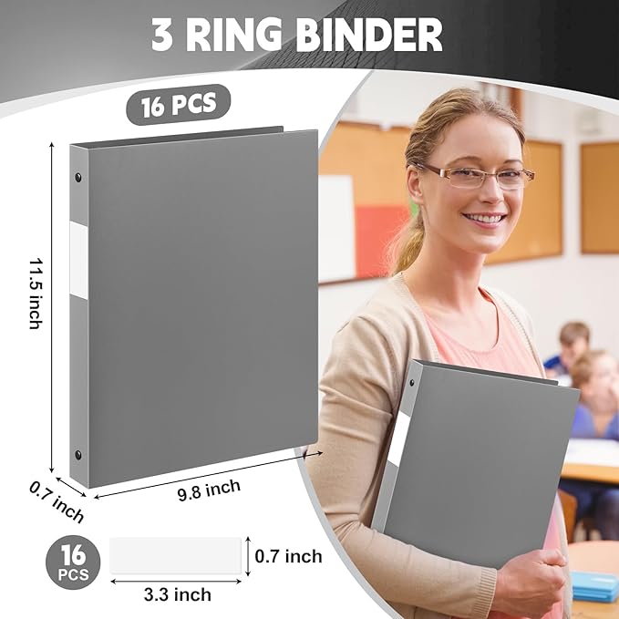 Henoyso 16 Pcs 3 Ring Binder 0.5 Inch Round Fits Letter Size 8.5'' x 11'' Paper - Image 3