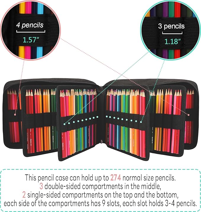 JAKAGO 274 Slots Colored Pencil Case Large Capacity Pen Holder - Image 3