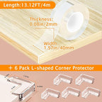 Clear Soft Corner Protectors for Furniture Strip, 1.57 in x 13.12 FT Edge Bumper - Image 2