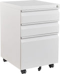 Fesbos 3 Drawer Mobile Metal File Cabinet, Pre-Built Office Storage File Cabinet