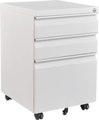 Fesbos 3 Drawer Mobile Metal File Cabinet, Pre-Built Office Storage File Cabinet