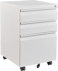 Fesbos 3 Drawer Mobile Metal File Cabinet, Pre-Built Office Storage File Cabinet by Fesbos