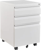 Fesbos 3 Drawer Mobile Metal File Cabinet, Pre-Built Office Storage File Cabinet by Fesbos