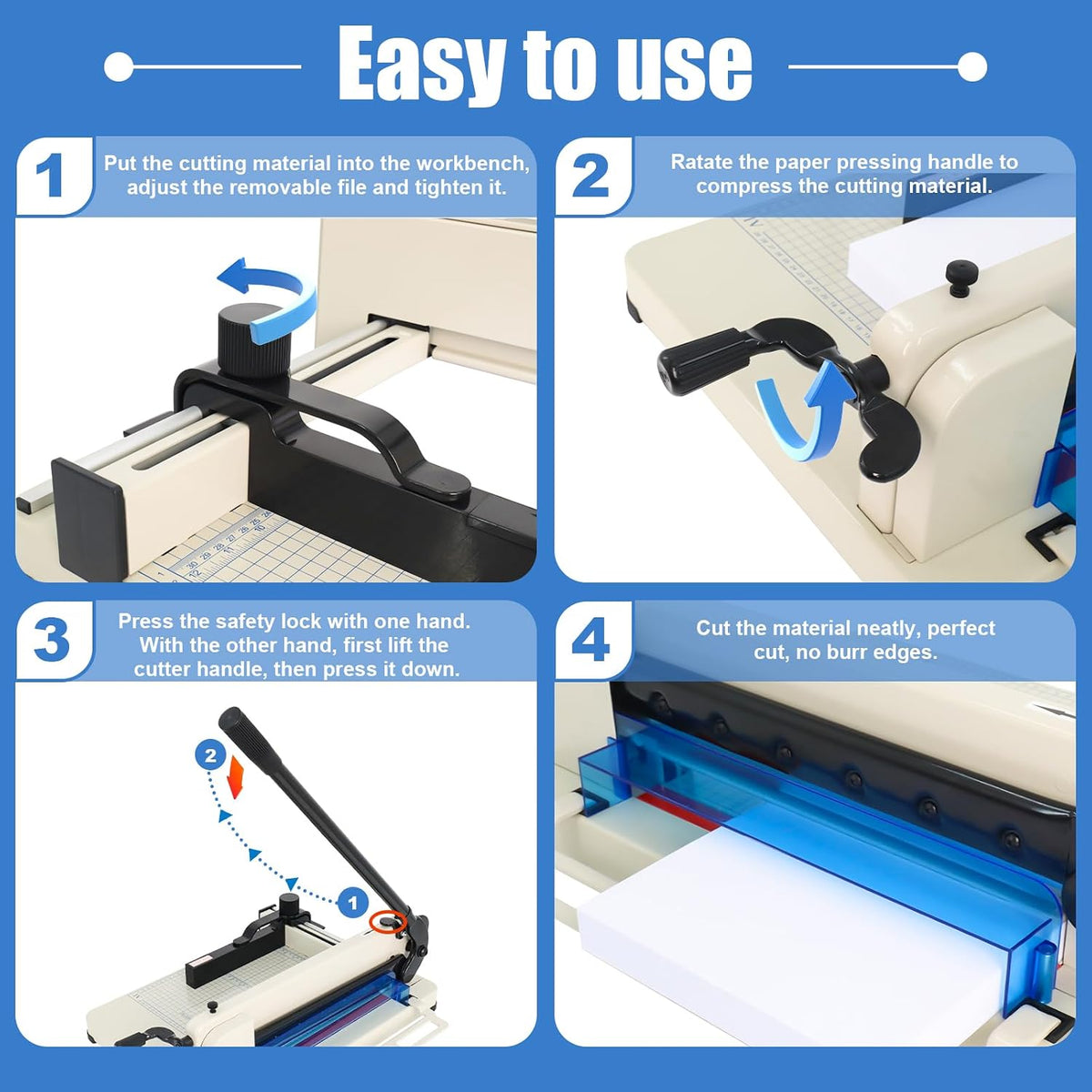 12" Heavy Duty Paper Cutter with HSS Blade, Industrial Paper Trimmer
