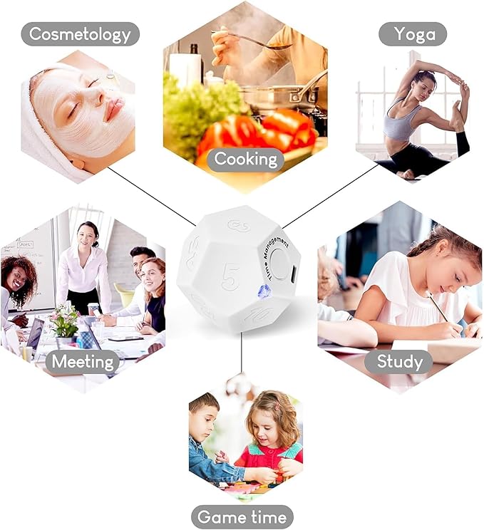 Mini 12 Sided Cube Timer, 11 Preset Times Pomodoro Timer - Image 5