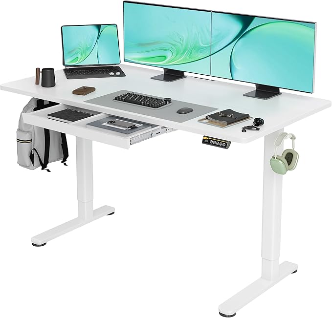 Claiks Standing Desk with Drawers, 55x24 Inch Stand Up Electric Adjustable by CLAIKS