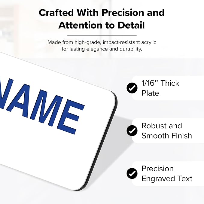 Custom Engraved Name Tags, Magnetic White and Blue Name Tags, Personalized Name - Image 3