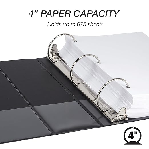 Samsill 4 Inch 3 Ring Binders, Made in USA, Economy Round Ring, 675 Sheet - Image 2