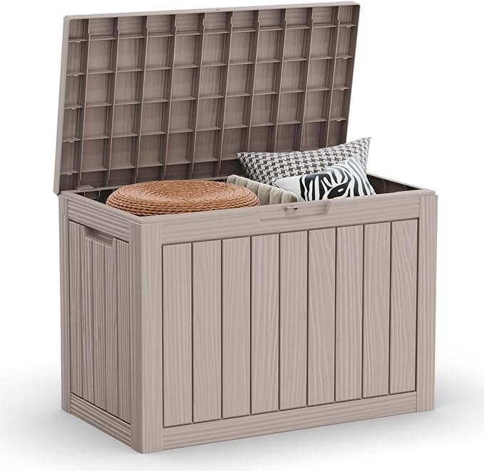 Decksplore 45 Gallon Outdoor Storage Box Waterproof Lockable Resin Deck Box by Decksplore%E2%80%94BuiltforOutdoor
