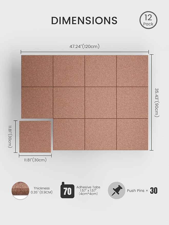 Bumusty Large Cork Board Alternative-47 x35 Felt Bulletin Board, - Image 2