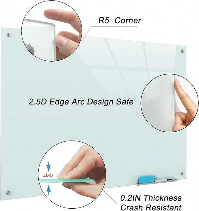 Magnetic Glass Writeboard 48"X36" Premium Tempered Dry Erase Boards Wall - Image 6