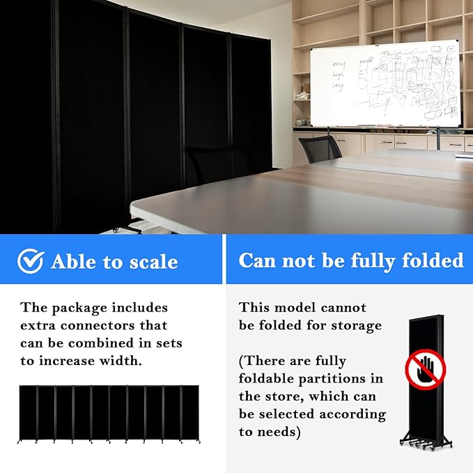 Upgrade Version Room Partition and Divider, Freestanding Rolling Dividers - Image 3