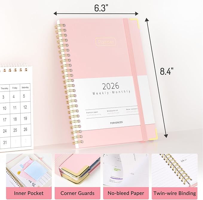 Forvencer 2026 Planner, Hardcover Calendar Planner Weekly and Monthly, Jan 2026 - Image 5