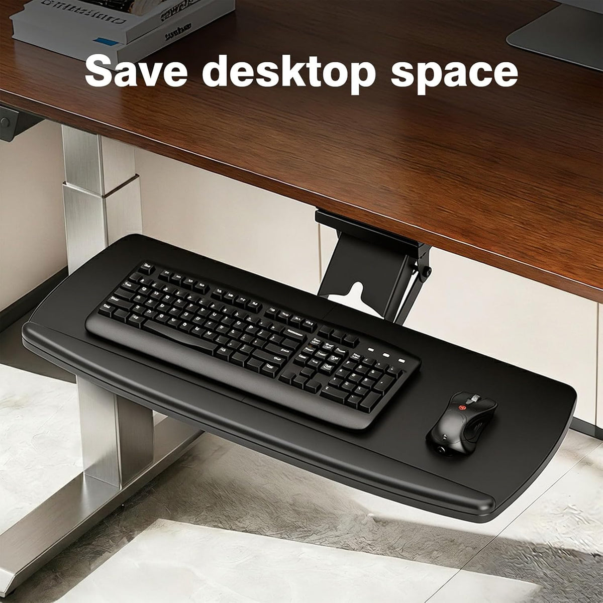 Keyboard Tray Under Desk with Storage Drawer, Height Adjustable Keyboard Tray...