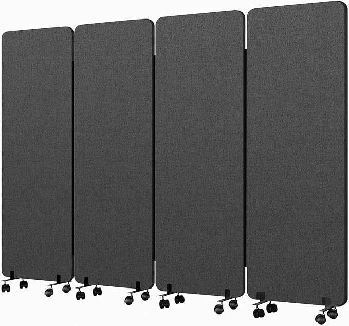 Soundproof Room Divider W/Wheels, 66in Office Dividers by YASRKML